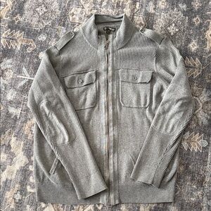 Express Men's Zip-Up Gray Sweater 100% cotton, size L
